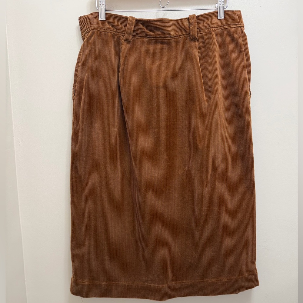 Sezane Clarine Midi Corduroy Skirt Organic Cotton in Caramel Brown EU 46 US 14 - Picture 4 of 8